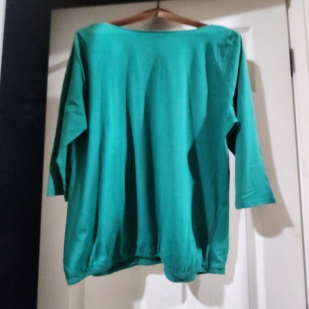 LOFT Teal Ruffled Blouse - Picture 3 of 4